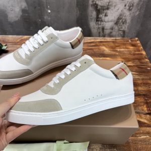 Burberry Leather, Suede and Check Cotton Sneakers - BS114