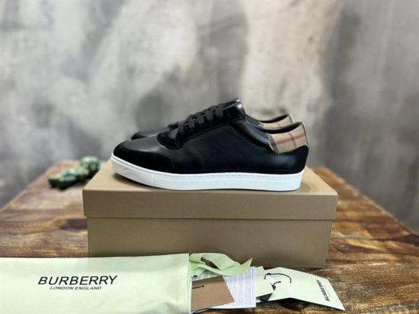 Burberry Leather, Suede and Check Cotton Sneakers - BS115