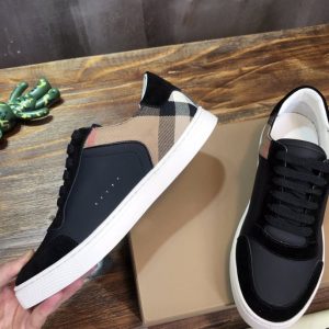 Burberry Leather, Suede and House Check Cotton Sneakers - BS11