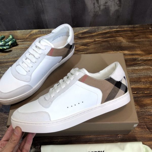 Burberry Leather, Suede and House Check Cotton Sneakers - BS12