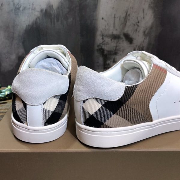 Burberry Leather, Suede and House Check Cotton Sneakers - BS12