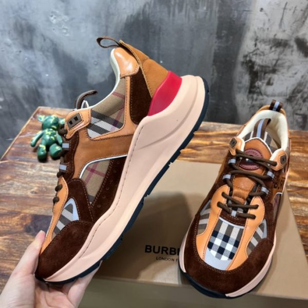 Burberry Logo Print Check and Suede Sneakers – BS24