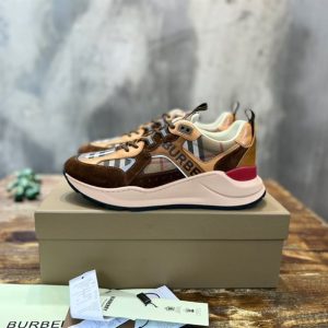 Burberry Logo Print Check and Suede Sneakers – BS24