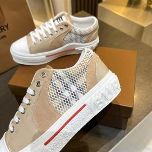 Burberry Vintage Check Cotton, Mesh and Leather Sneakers – BS18