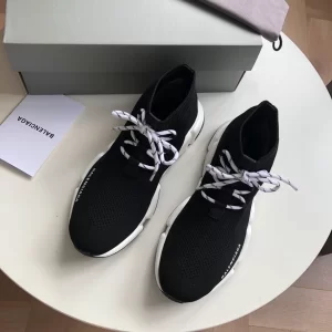 Balenciaga Speed Lace-Up Sneaker in Black Knit - GS51