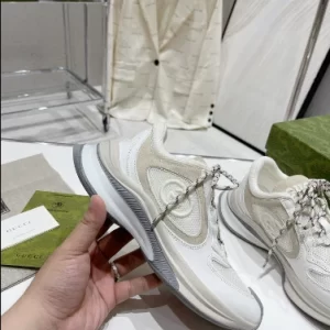 Gucci Run Sneaker In White Suede- CS11