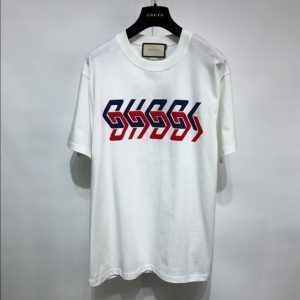 Gucci Cotton Jersey T-Shirt With Gucci Mirror Print In White - GT18