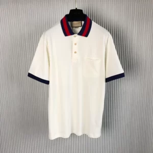 Gucci cotton polo with web collar best sale