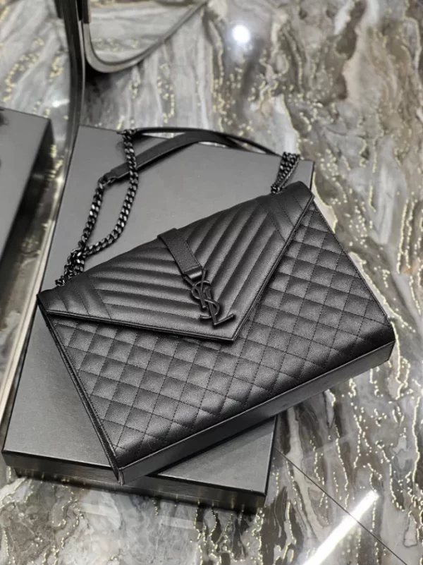 Saint Laurent Envelope Large in Quilted Grain de Poudre Embossed Leather Bag - YSL41