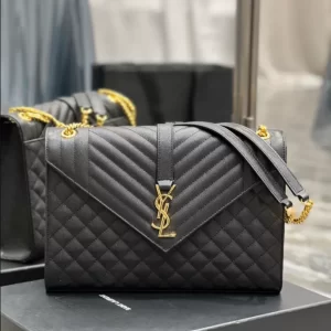 Saint Laurent Envelope Large in Quilted Grain de Poudre Embossed Leather Bag - YSL42