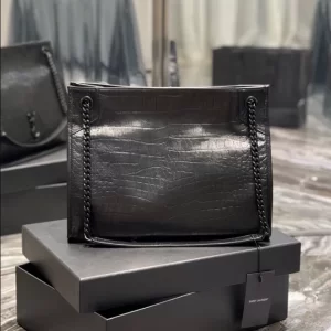 Saint Laurent Niki Medium Shopping Bag in Crocodile-Embossed Leather - YST15