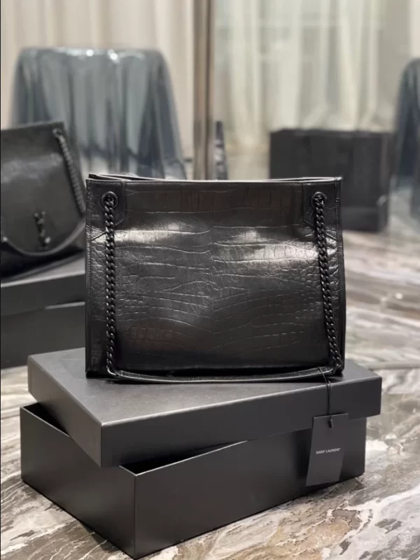 Saint Laurent Niki Medium Shopping Bag in Crocodile-Embossed Leather - YST15