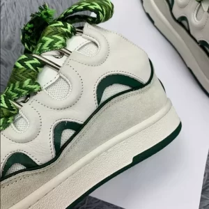 Lanvin Leather Curb Sneaker in White and Green - LV02