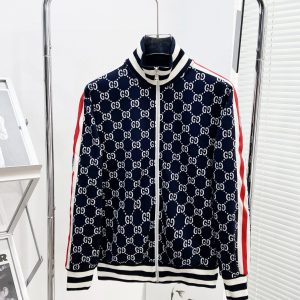 Gucci Navy Cotton Jacquard Gg Jacket - GK11