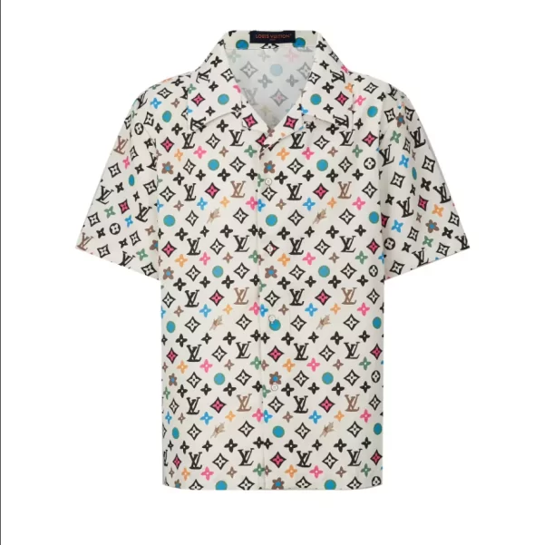 Louis Vuitton Monogram Printed Short-Sleeved Silk Shirt - LST14