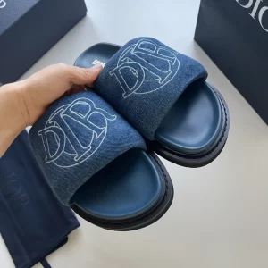 Dior Aqua Sandal Blue Quilted Denim - SD13