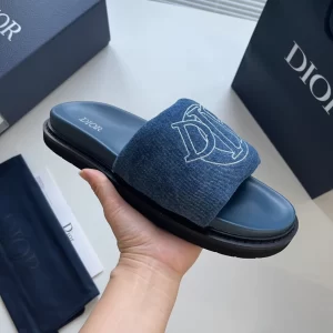 Dior Aqua Sandal Blue Quilted Denim - SD13