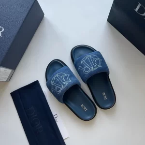 Dior Aqua Sandal Blue Quilted Denim - SD13