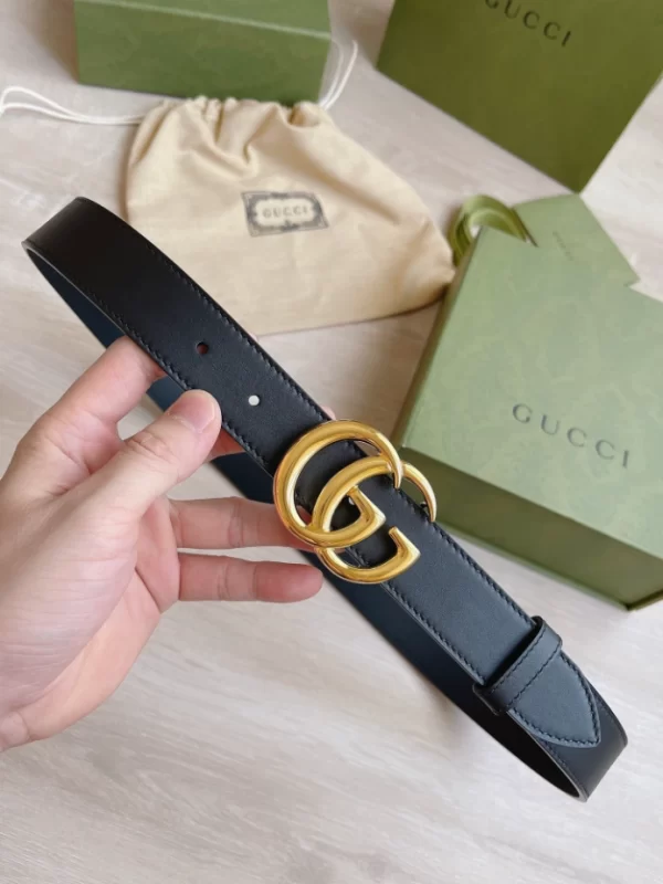 Gucci Marmont Leather Belt With Shiny Buckle - GB21