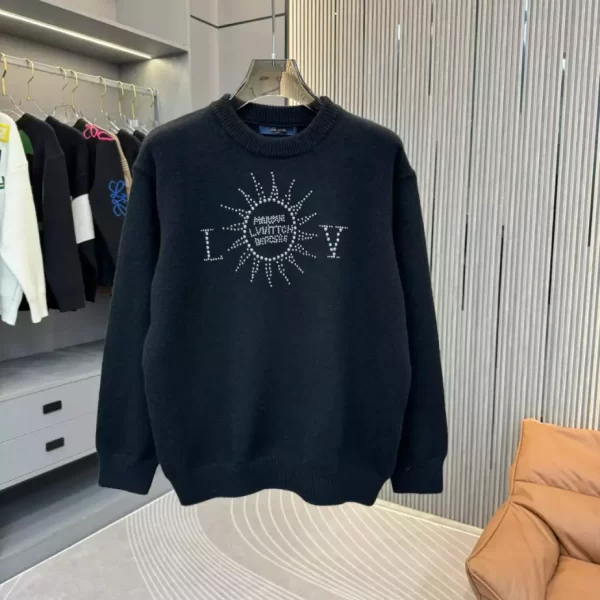 LV Embellished Long-Sleeved Merino Wool Crewneck - HL14