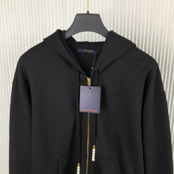 LV Embroidered Jersey Zip Through Hoodie - HL40