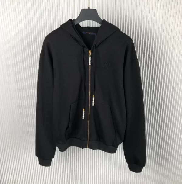 LV Embroidered Jersey Zip Through Hoodie - HL40