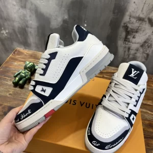 Louis Vuitton Trainer Sneaker White and Blue - LS222