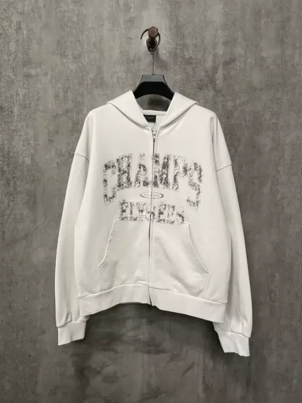 Balenciaga Champs-elysées Zip-up Hoodie Regular Fit in White - HB30