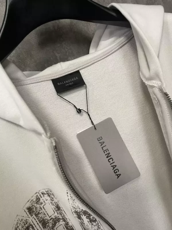 Balenciaga Champs-elysées Zip-up Hoodie Regular Fit in White - HB30