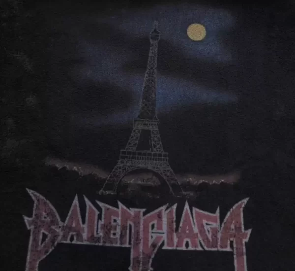 Balenciaga Paris Moon Crinkled Hoodie Large Fit in Black