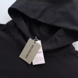 Balenciaga Paris Moon Crinkled Hoodie Large Fit in Black